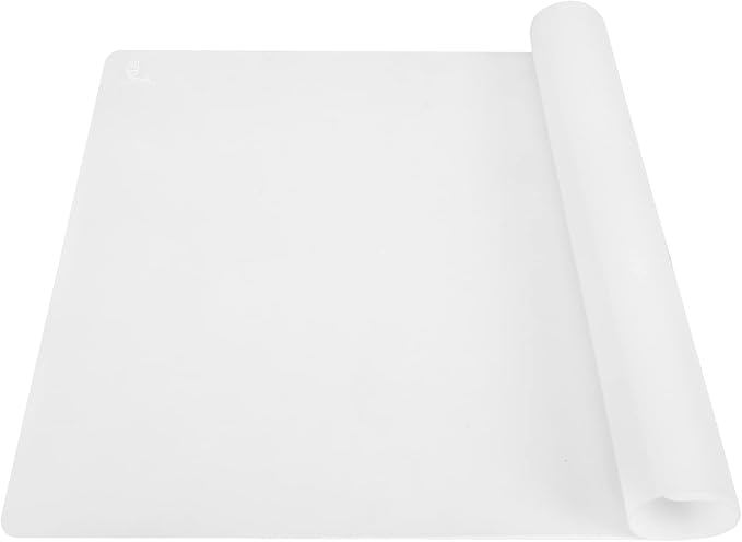 Thick Silicone Counter Mat Large 23.4"by15.6", Heat Resistant Mat for Kitchen Table/Countertop Protector/Non Stick Pastry Baking Placemats, Silicone Pad for Crafts Kids Super Kitchen White Translucent