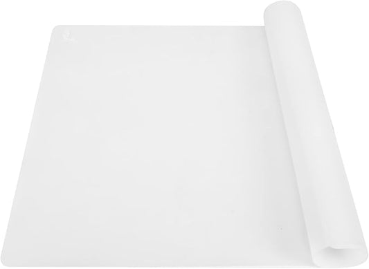 Thick Silicone Counter Mat Large 23.4"by15.6", Heat Resistant Mat for Kitchen Table/Countertop Protector/Non Stick Pastry Baking Placemats, Silicone Pad for Crafts Kids Super Kitchen White Translucent