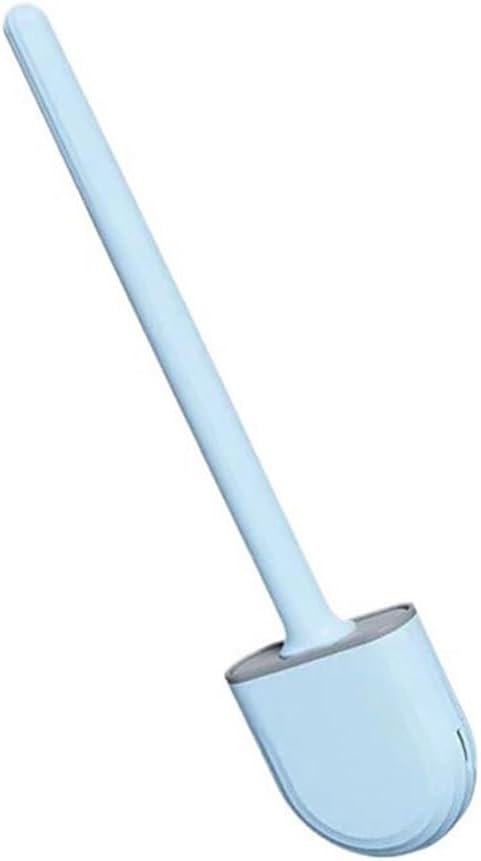 Toilet Brush Bathroom Tool Silicone Toilet Brush Holder Set Wall Mounted Toilet Brush and Holder(Blue)
