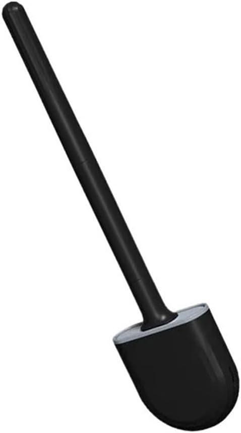 Toilet Brush Bathroom Tool Silicone Toilet Brush Holder Set Wall Mounted Toilet Brush and Holder(Black)