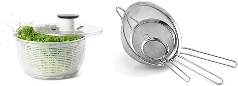 OXO Good Grips Salad Spinner, Large & Cuisinart CTG-00-3MS Set of 3 Fine Mesh Stainless Steel Strainers