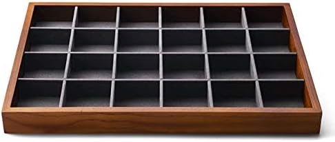 Oirlv Solid Wood Jewelry Tray,Jewelry Drawer Organizer,24 Grid(Grey) | Stackable Design,for Jewelry Necklaces Earrings and Rings,Organizing and Presentinge Legantly on Dressers&in Dresser