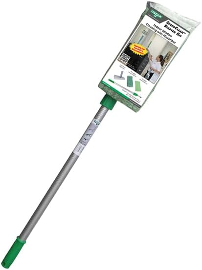 Unger Commercial SpeedClean Starter Kit - Complete Indoor Window Cleaning System with 2 Microfiber Pads and 4 ft Telescopic Pole - WNK04