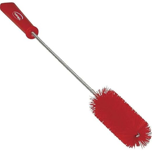 1-5/8" W Tube and Valve Brush, Stiff, 13 3/4 in L Handle, 5 in L Brush, Red, 19 57/64 in L Overall - 1 Each