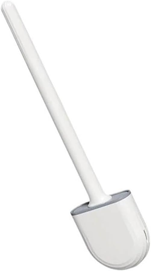 Toilet Brush Bathroom Tool Silicone Toilet Brush Holder Set Wall Mounted Toilet Brush and Holder(White)
