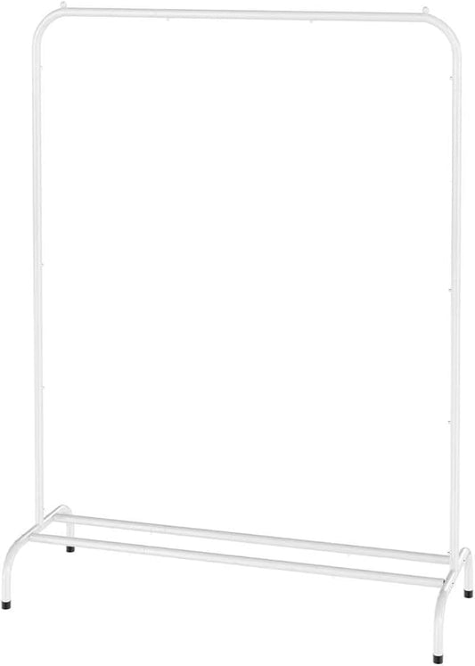 Clothing Clothes Rack with Storage Shelf, 45" L Standard Garment Rack for Hanging Clothes, Metal Portable Wardrobe Rack for Laundry Room, Bedroom, White