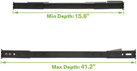 NavePoint Vented 4-Post Shelf, Adjustable, Black, 750 mm Depth, 1U, 242 lbs, Cold Rolled Steel