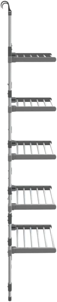 Bowery Hill 5-Tier Aluminum Hanging Laundry Drying Rack, Adjustable Height 57.9"-73.6", Space-Saving Foldable Design, Silver Finish, Wall or Door Mount, Compact Clothes Airer for Home Drying