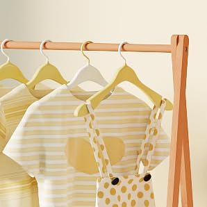 Kids Clothing Rack,Foldable Beechwood Small Baby Clothes Rack with Bottom Storage Shelf,for Laundry Drying,Mini,Floor Standing,Portable(39.4" L)