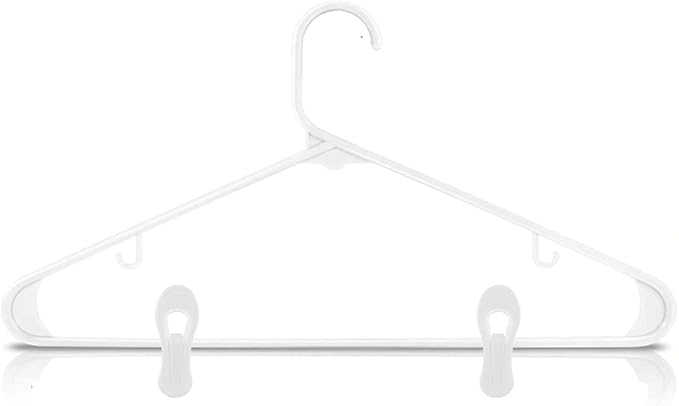 Otylzto 20PCS Multi-Purpose White Hanger Clips, Standard Plastic Clips | fits standard hangers, ideal for organizing clothes, skirts & pants ,clothes hanger clips