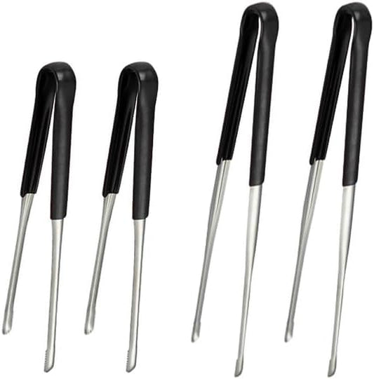 4Pcs Extra-Long Stainless Steel Kitchen Tongs 11.5" and 13.5"Metal Food Tongs with Non-Slip Comfort Handles Grill Tongs for Cooking Sea food,BBQ,Multi-use