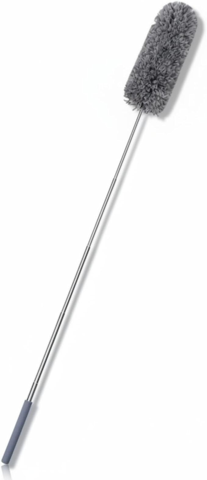 Tanlade 1 Pcs Microfiber Feather Duster for Cleaning, Extendable 13-31 Inch Ceiling Fan Duster with Bendable Head, Washable Tools for Ceiling Fans, Furniture, Car, Cobwebs (Gray)