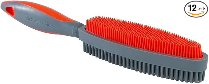 FURemover Duo Pet Hair Rubber Brush, Dual Sided to Easily Remove Fur & Lint from Clothing and Upholstery, Thick Bristles Groom Dogs and Cats, Easy to Clean, Colors May Vary (Pack of 12)