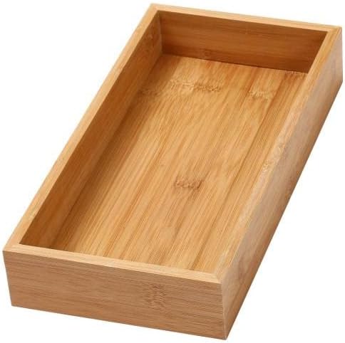 YBM Home Bamboo Drawer Organizer Storage Box for Kitchen Drawer, Junk Drawer, Office, Bedroom, Children Room, Craft, Sewing, and Bathroom, 6x12x2 inch