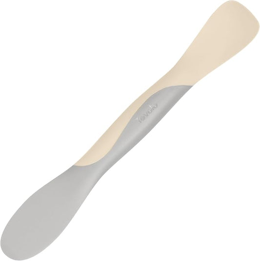 Tovolo Scoop and Spread Large Dual End Silicone Sandwich Spreader Tool with Nylon Handle, BPA Free Dishwasher Safe Silicone and Nylon Tool for Spreading and Scooping, Oatmeal and Oyster Gray