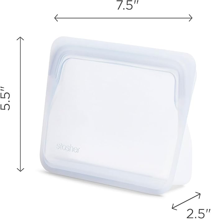 Stasher Premium Reusable Silicone Stand-Up Mini Bags, 2-Pack, Aqua, 28 oz | Food-Safe Silicone, Eco-Friendly, Reusable Freezer Bags, Microwave, Dishwasher, Pantry, Meal Prep, Travel Bag, Bulk Storage