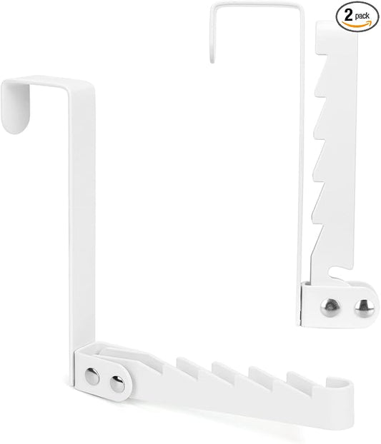 FYY Over The Door Hooks Hanger, 2 Pack Collapsible Folding Over The Door Organizer Rack Space Saving Hanging Storage Hanger for Clothes, Coats, Towels for Bedroom Bathroom White