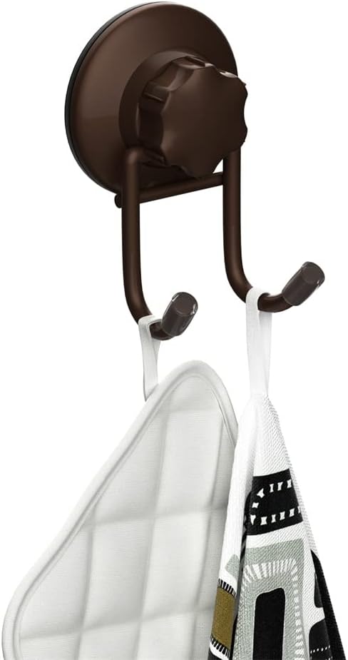 SANNO Suction Cup Hooks, Squeegee Holder, Towel Robe Loofah Hooks, Bathroom Accessories, Bronze