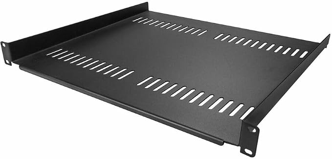 StarTech 2-Pack 1U Vented Cantilever Shelf, 16in, 44lb (CABSHELF116V2PK) | 44lb/20kg each, 16in/40cm deep, 14-gauge SPCC steel, EIA-310 fit