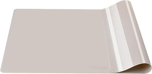 Silicone Placemats, Food-Grade Non-Slip Waterproof, Dining, Stain Resistant, Countertop Protector, Kitchen Counter Mat, Heat Resistant, Baking mat Dishwasher Safe (25.6"×17.7"-1pc Thicken White Gray)