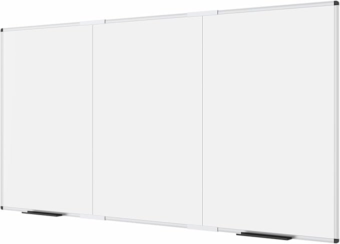VIZ-PRO Large Magnetic Whiteboard, 96 x 48 Inches, Foldable Dry Erase Board | 8' x 4' Wall Mounted White Board for School Office and Home