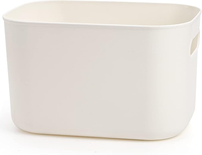 Yopay 6 Pack Plastic Storage Bin with Handle, White Bathroom Kitchen Organizer Bin for School, Office, Classroom, Hand Soaps, Shampoos, Lotion, Conditioners, Hand Towels, Cosmetic, Snacks, Seasoning