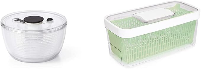OXO Good Grips Little Salad & Herb Spinner Small and OXO Good Grips GreenSaver Produce Keeper - Large,White
