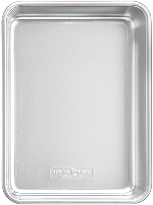 Nordic Ware Natural Aluminum Commercial Rectangular Cake Pan, Exterior dimensions 12.9 x 9.5 x 2.5 inches and interior dimensions 12.1 x 8.8 x 2.5 inches