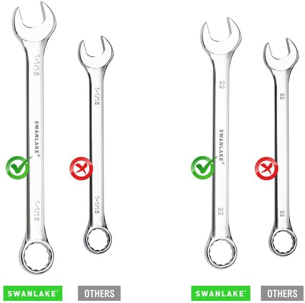 SWANLAKE 15-Piece SAE Wrench Set, V Notch Premium Combination Wrenchs Set, SAE 1/4" to 1-1/16", Max Torque, 12-Point, Chrome Vanadium Steel, with Storage Rack