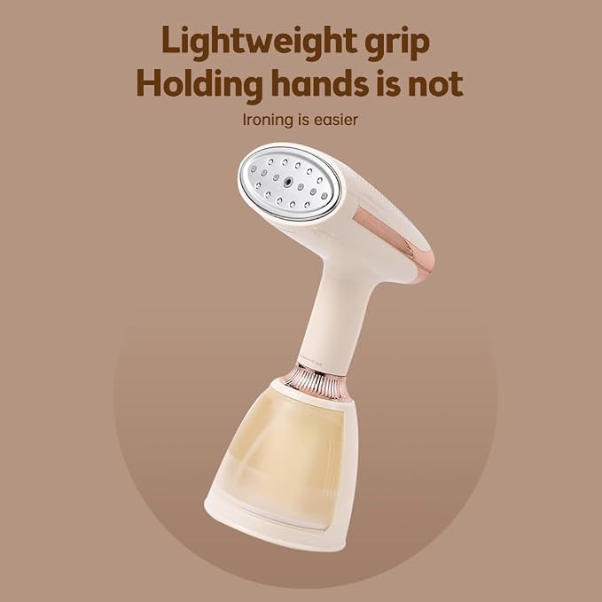 Handheld Steamer for Clothes 1500W 20s Heatup Fabric Wrinkles Remover Portable Handheld Garment Steamer with Removable Water Tank and Fabric Brush Steamer for Garments(champagne)