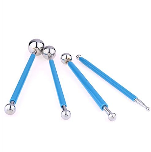 4 x Fondant Cake Decorating Clay Flower Sugarcraft Ball Model DIY Tool 8 Sizes (Blue)