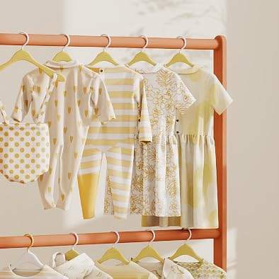 Kids Clothing Rack, Beech Wood Small Baby Clothes Rack,Kids Dress Up Rack Storage,Kids Room Bedroom Decor for Laundry Drying,Floor Standing,Portable(27.6" L)