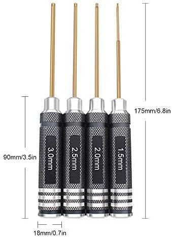 4pcs 1.5mm 2.0mm 2.5mm 3.0mm Hex Screw Driver Set Titanium Hexagon Screwdriver Wrench Tool Kit for Multi-Axis FPV Racing Drone RC Quadcopter Helicopter Car Models