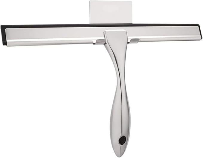 10 Inch All-Purpose Shower Squeegee for Doors,Windows and Car Glass Stainless Steel 304 and Silicone Cleaning(Silver)
