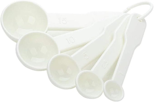 5 in 1 White Plastic 1g 2.5g 5g 10g 15g Measuring Spoons Set Kitchen Baking Tools