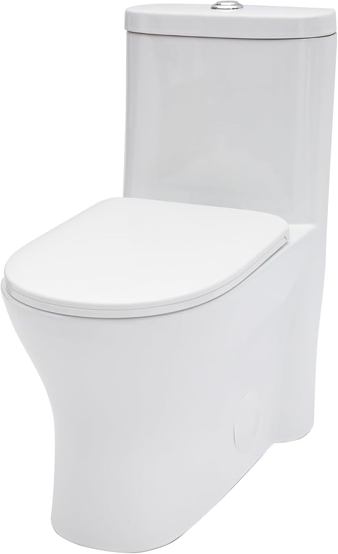One Piece Toilet with ADA Height Seat- White Ceramic Toilets with 17.3" Chair Seat 1.1/1.16 GPF High Efficiency Water Saving Power Flush Toilet Bowl Modern Bathroom