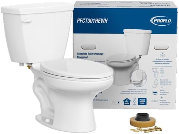 PROFLO PFCT301HE Complete 1.28 gpf Standard Height Elongated Two Piece Toilet with 12 in. Rough-In - White