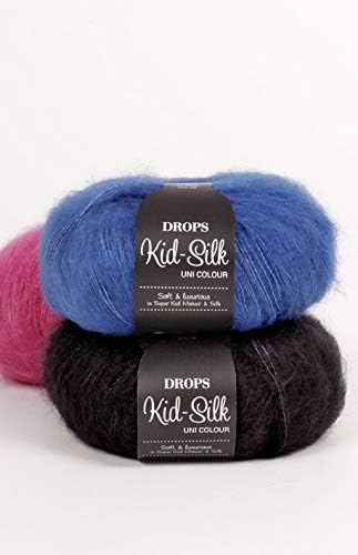 Drops Mohair and Silk Yarn Kid-Silk, 0 or Lace, 2 Ply, 0.9 oz 230 Yards per Ball (21 Cobalt Blue)