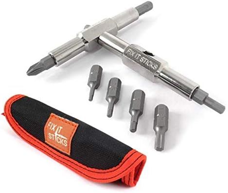 Fix It Sticks Replaceable Edition Traveling Cycling Steel Multi-Tool | 8 Removable Interchangeable Tips w/Bracket