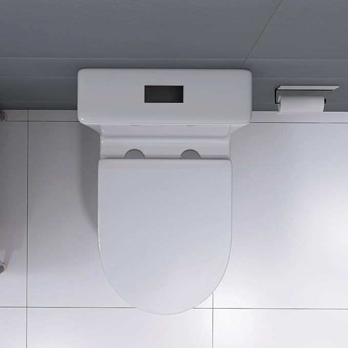 WinZo Small Toilet One Piece Deisgn With Black Push Button Dual Flush,23 inch Length for Tiny Bathroom,White with Black Button