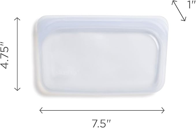 Stasher Silicone Reusable Storage Bag, Freezer Bag, Reusable Snack Bags, Microwave, Dishwasher, Oven Safe, Sous Vide, Premium Lunch Container, Eco Friendly, Food Storage Bag, 12 oz, Clear