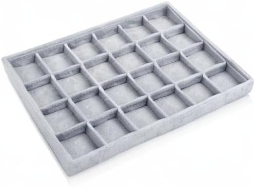Oirlv Velvet Jewelry Tray for Drawer,Rings Earrings Organizer,24 Grids | Stackable and Portable, Ideal for Retail Showcase, Trade Shows and Personal Jewelry Collection,Fits Nicely in Dresser Drawer