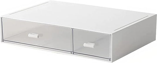 Desk Organizer-Stackable Storage Drawers, Desk Drawer Organizer Perfect For Collection Small Item/Cosmetic Office Supplies - 2 drawers (White)