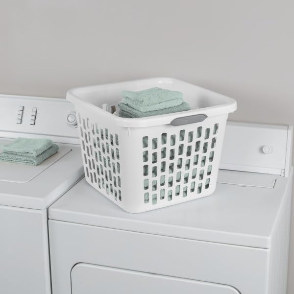 Sterilite Square Laundry Basket, Plastic Clothes Hamper, 24 Pack | 1.5 Bushel Capacity, White, Large Bin with Comfort Grip Handles and Reinforced Rim