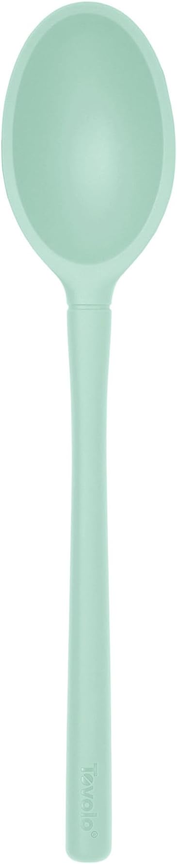 Tovolo Flex Core Small Deep Spoon Silicone for Cooking Mixing Baking, Dishwasher Safe BPA Free All Silicone Kitchen Mini Spoon Heat Resistant Nonstick Safe Serving Spoon, Aqua Seafoam Green
