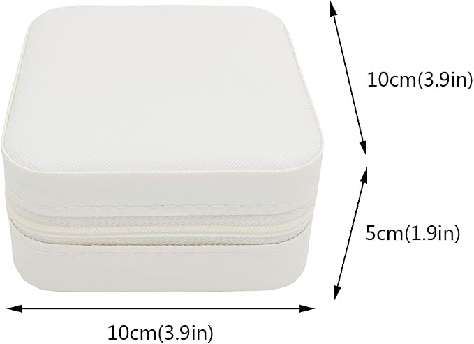 TRODANCE Mini Jewelry Case, Small Travel Jewelry Organizer, Portable Jewelry Box Storage Display Box For Rings, Earrings, Necklaces (White-4)