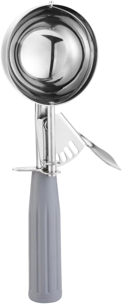 Saebye Portion Scoop - #8 (4 oz) - Disher, Large Cookie Scoop, Food Scoops, Muffin Scoops - Portion Control - 18/8 Stainless Steel, Grey Handle