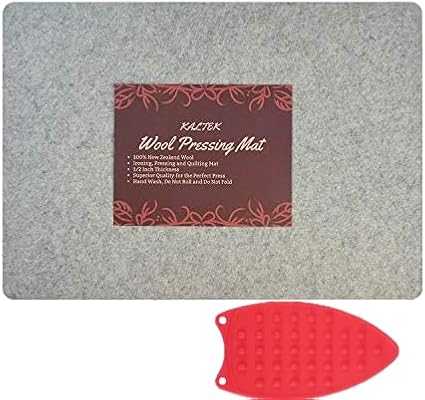 Wool Pressing Mat 17" x 13.5" for Quilting | 100% Pure New Zealand Wool Mat for Sewing and Ironing | Wool Ironing Mat Comes with Silicone Iron Pad Included