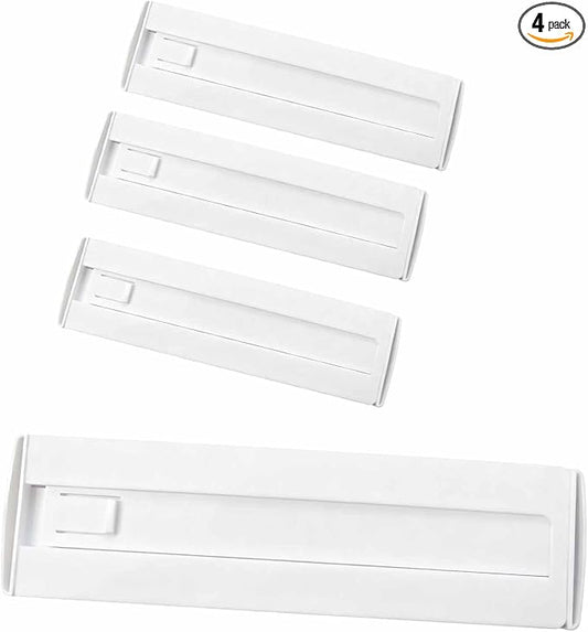 Drawer Dividers for Clothes,3.15" High 11.34"-19.69"(4pcs, white‌) | Adjustable Expandable Dresser Drawer Organizer, Clear Plastic Separators for Dresser, Baby Clothing