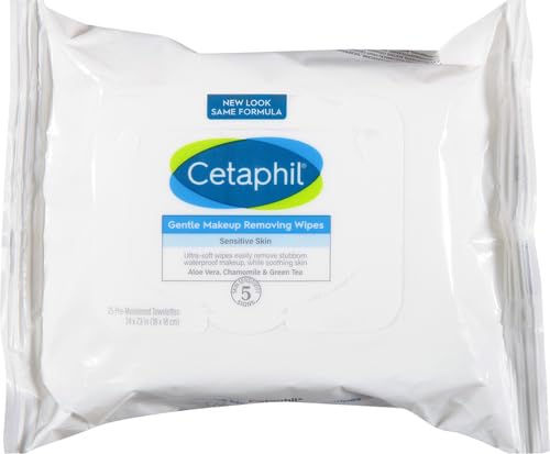 Cetaphil Gentle Makeup Removing Face Wipes,Daily Cleansing Facial Towelettes Gently Remove Makeup,Fragrance and Alcohol Free,25 Count (Pack of 12)